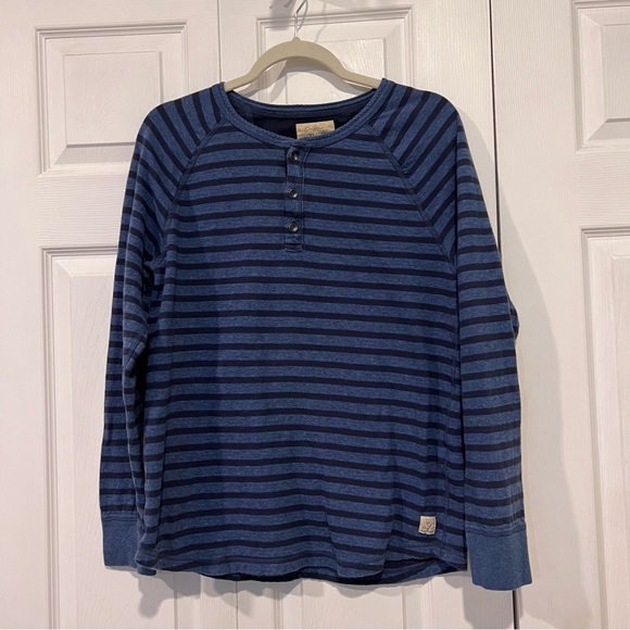 Lucky Brand Other - 🧡🧡🧡 Lucky Brand Blue Stripes Long Sleeve Henley Shirt - Medium